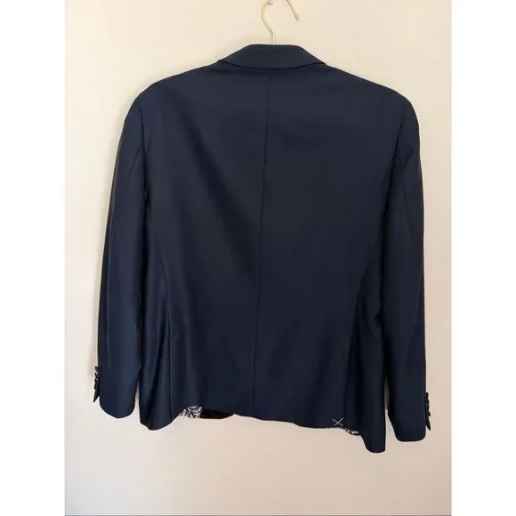 SAVILE ROW CO Navy Peak Lapel Slim Fit Tuxedo Jacket Size 44R NWOT